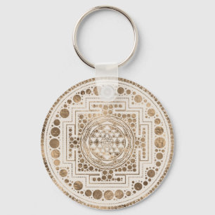 Sri Yantra / Sri Chakra Pastel Gold Keychain