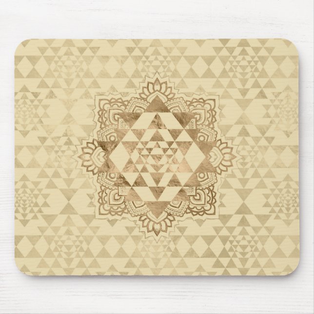 Sri Yantra  / Sri Chakra Pastel Gold Mouse Pad (Front)