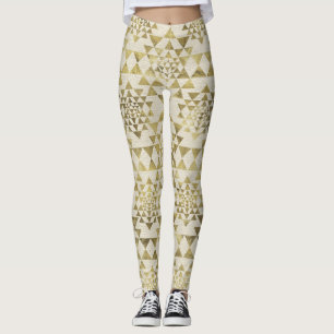 Sri Yantra  / Sri Chakra Pattern - Gold pastel Leggings