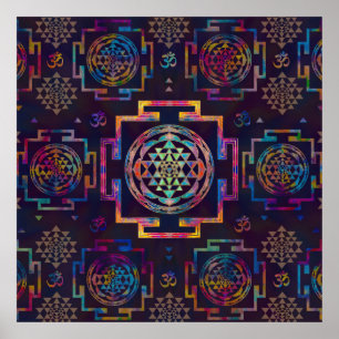 Sri Yantra v Sri Chakra in color Poster