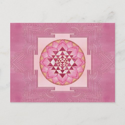 Sri Yantra v Sri Chakra in lotus Postcard