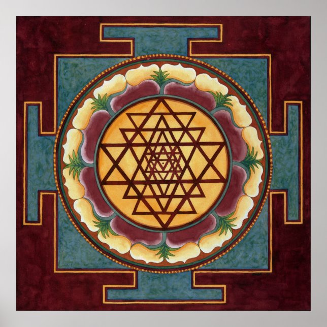 Sri Yantra water color Poster (Front)