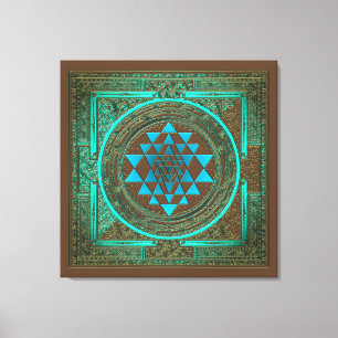 Sri Yantra Water Glow - Wrapped Canvas Print