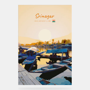 Srinagar, India - Dal Lake Shikara Boats Acrylic Sign