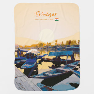 Srinagar, India - Dal Lake Shikara Boats Baby Blanket