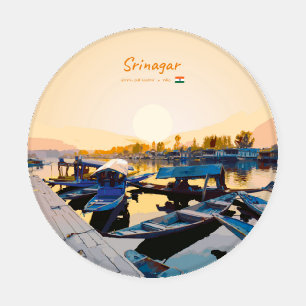 Srinagar, India - Dal Lake Shikara Boats Coaster Set