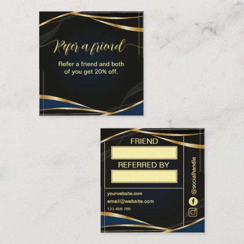 Sript Gold and Black Refera friend   Loyalty Card