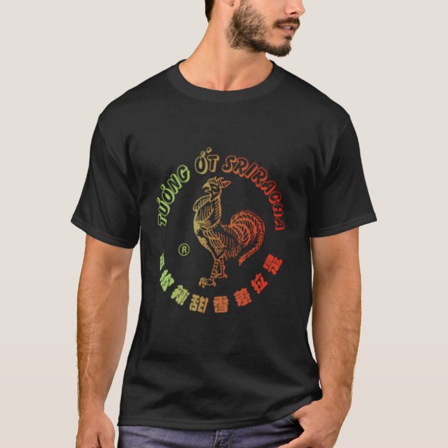 Sriracha Hot Sauce Red And Green Gradient T-Shirt (Front)