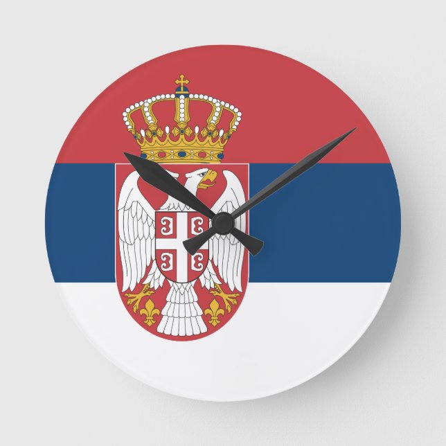 Srpska Zastava na Zidnom Satu Round Clock (Front)