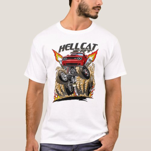 SRT Challenger Hellcat Classic Cartoon Muscle Car T_Shirt