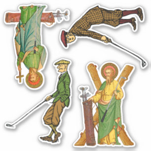 SS. Andrew & Jude and 2 Male Golfers Vintage Sticker