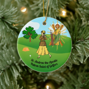 SS. Andrew & Jude with 2 Female Golfers Ceramic Ornament
