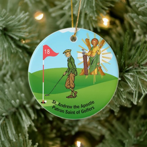 SS. Andrew &amp; Jude with 2 Male Golfers Ceramic Ornament