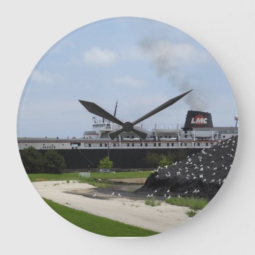 SS Badger Coal Ship in Manitowoc WI Wall Clock