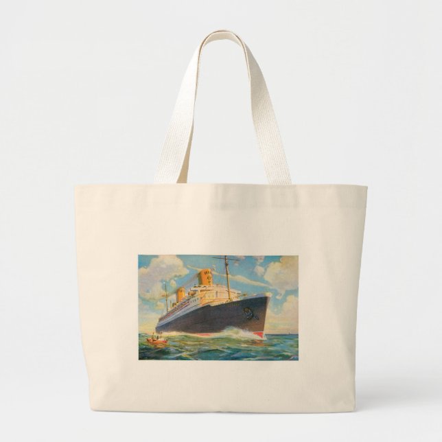 SS Bremen at Sea Large Tote Bag (Front)