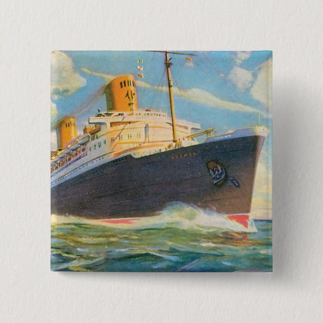 SS Bremen at Sea Pinback Button (Front)