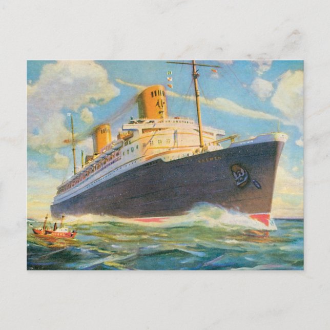 SS Bremen at Sea Postcard (Front)
