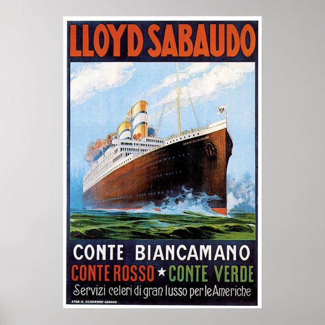 SS Conte Biancamano - Vintage Ship Advertisement Poster (Front)