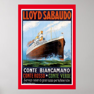 SS Conte Biancamano Vintage Ship Poster