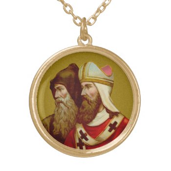 Ss. Cyril & Methodius (m 001) Gold Plated Necklace by Saints_Aplenty at Zazzle