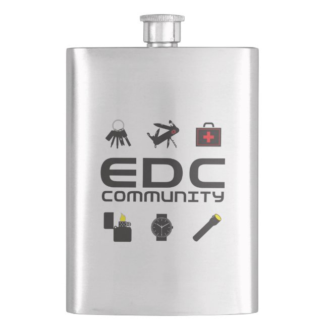 SS Flask - EDCC logo in black w/colors (Front)