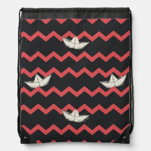SS Georgie Boat Chevron Pattern Drawstring Bag