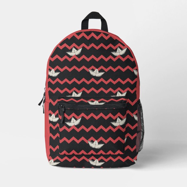 SS Georgie Boat Chevron Pattern Printed Backpack (Front)