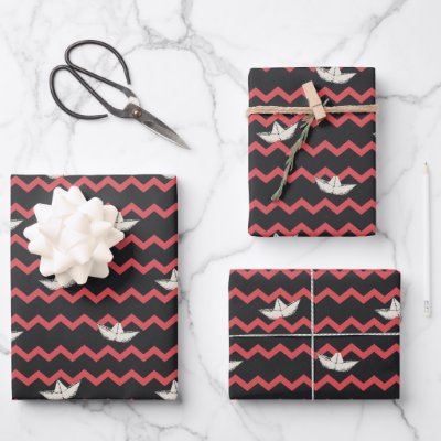SS Georgie Boat Chevron Pattern Wrapping Paper Sheets