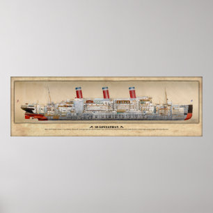SS Leviathan Inboard Profile/Cutaway Poster