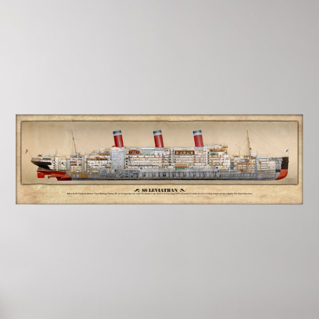 SS Leviathan Inboard Profile/Cutaway Poster (Front)