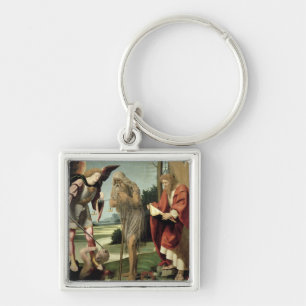 SS. Michael, Andrew and Onuphrius (oil on panel) Keychain