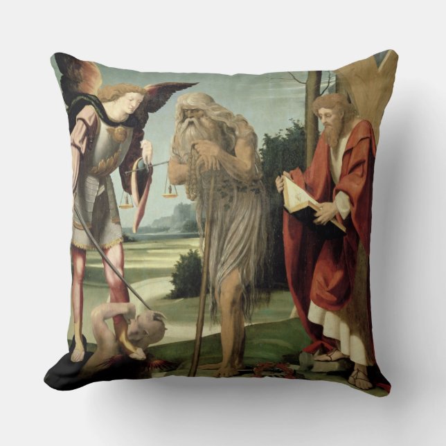 SS. Michael, Andrew and Onuphrius (oil on panel) Throw Pillow (Front)
