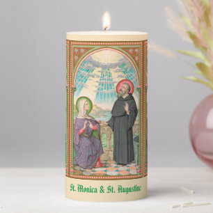 SS. Monica and Augustine at Ostia (SAU 047) 3"x6" Pillar Candle