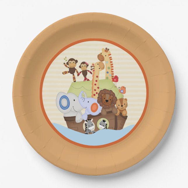 SS Noah / Noah's Ark Baby Shower Paper Plates (Front)