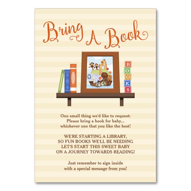 SS Noah / Noah's Ark Bring-a-Book Baby Shower Table Number (Front)