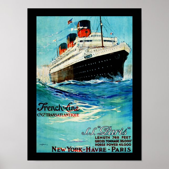 ss Paris ~ French Line Poster (Front)