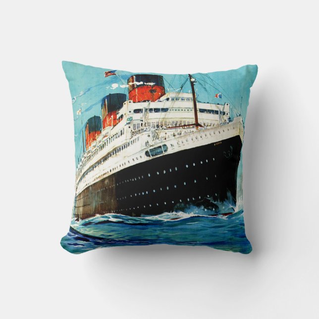 ss Paris ~ French Line Throw Pillow (Front)
