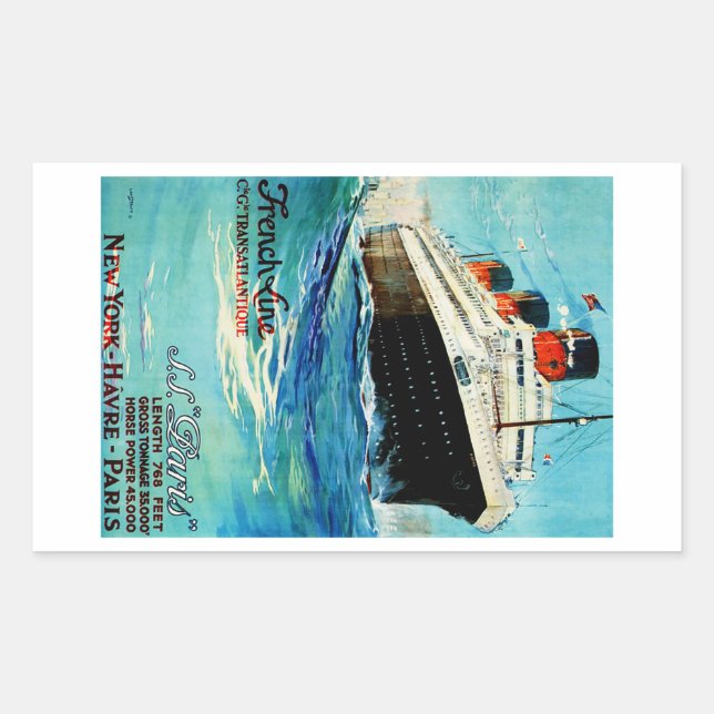 ss Paris - The French Line Rectangular Sticker (Front)