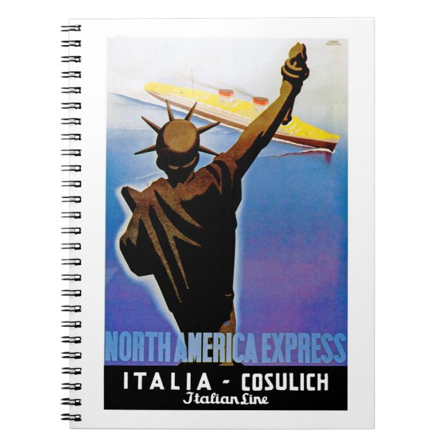 ss Rex passing Statue of Liberty Notebook (Front)