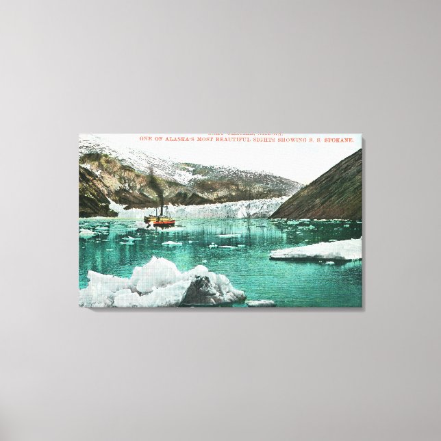 SS Spokane Steamer Passing by Glacier Canvas Print (Front)