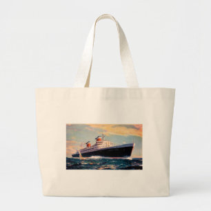 ss United States at Sea Large Tote Bag