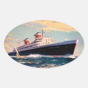 ss United States at Sea Oval Sticker