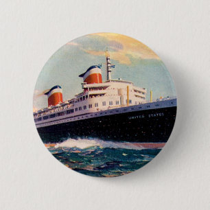ss United States at Sea Pinback Button