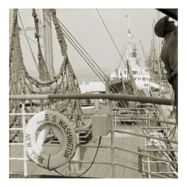 SS Washington Luxury Liner Cruise Ship 1930's Deck Acrylic Print (Front)