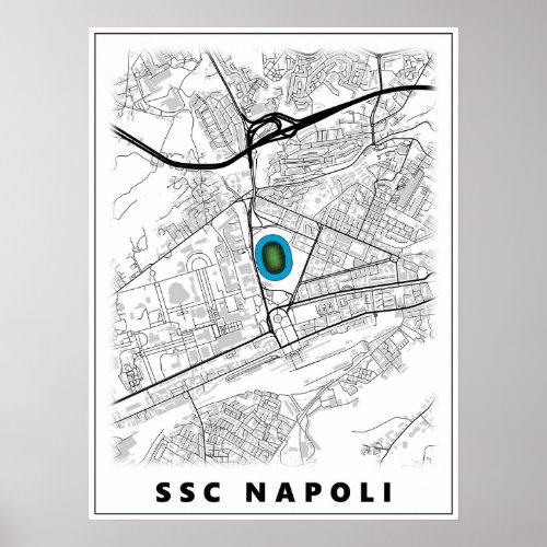 SSC Napoli Stadium Map Design Poster