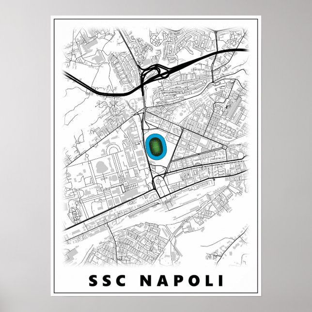 SSC Napoli Stadium Map Design Poster (Front)