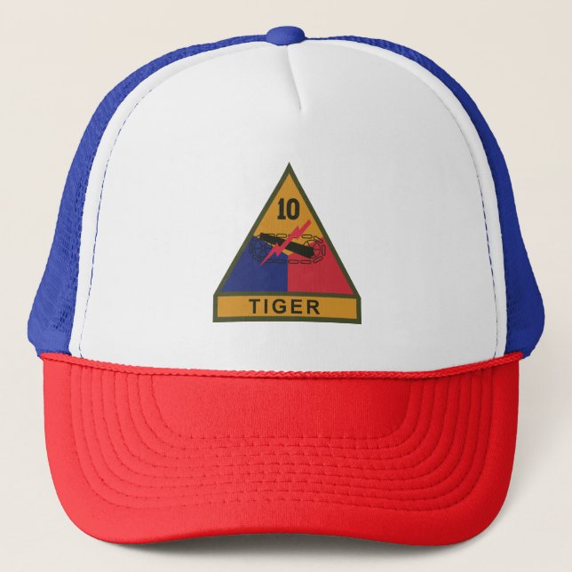 SSI - 10th Armored Division w Name Tape Trucker Hat (Front)