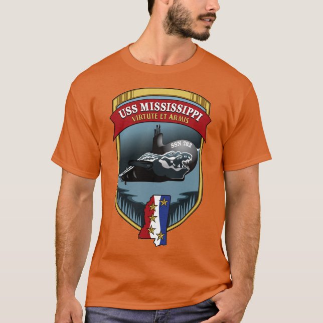 SSN782 USS Mississippi Crest T-Shirt (Front)