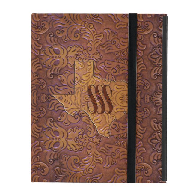 SSS Texas Tooled Leather iPad Cover (Front Closed)