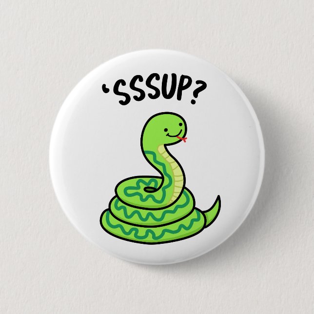 Sssup Funny Hissing Snake Pun Button (Front)